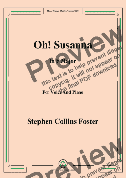 page one of Stephen Collins Foster-Oh!Susanna,in F Major,for Voice and Piano