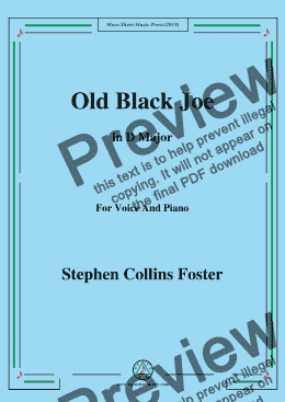 page one of Stephen Collins Foster-Old Black Joe,in D Major,for Voice and Piano
