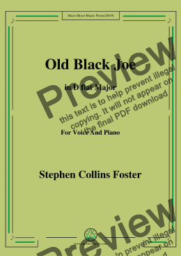 page one of Stephen Collins Foster-Old Black Joe,in D flat Major,for Voice and Piano