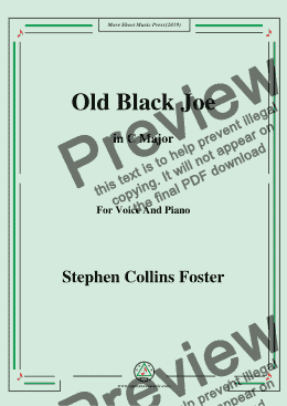 page one of Stephen Collins Foster-Old Black Joe,in C Major,for Voice and Piano