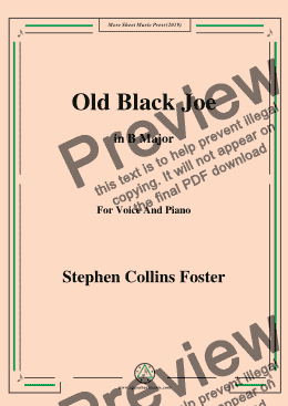 page one of Stephen Collins Foster-Old Black Joe,in B Major,for Voice and Piano