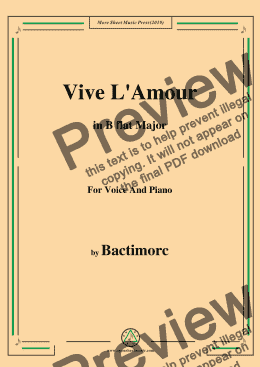 page one of Bactimorc-Vive L'Amour,in B flat Major,for Voice and Piano