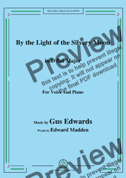 page one of Gus Edwards-By the Light of the Silvery Moon,in D flat Major,for Voice&Piano