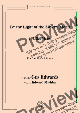page one of Gus Edwards-By the Light of the Silvery Moon,in E flat Major,for Voice&Piano