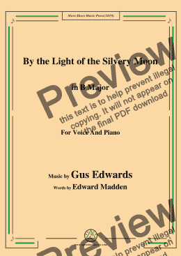 page one of Gus Edwards-By the Light of the Silvery Moon,in B Major,for Voice&Piano