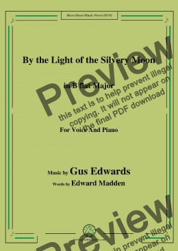 page one of Gus Edwards-By the Light of the Silvery Moon,in B flat Major,for Voice&Piano