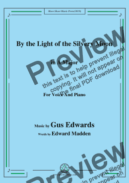 page one of Gus Edwards-By the Light of the Silvery Moon,in A Major,for Voice&Piano