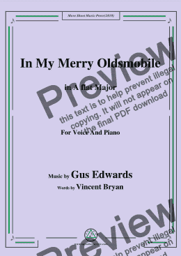 page one of Gus Edwards-In My Merry Oldsmobile,in A flat Major,for Voice and Piano
