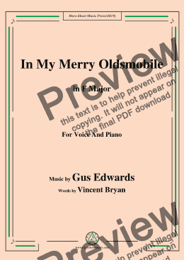 page one of Gus Edwards-In My Merry Oldsmobile,in F Major,for Voice and Piano