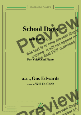 page one of Gus Edwards-School Days,in B flat Major,for Voice and Piano