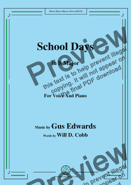 page one of Gus Edwards-School Days,in B Major,for Voice and Piano