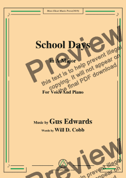 page one of Gus Edwards-School Days,in A Major,for Voice and Piano