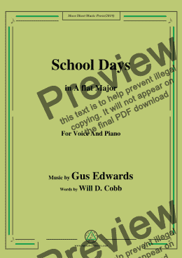 page one of Gus Edwards-School Days,in A flat Major,for Voice and Piano