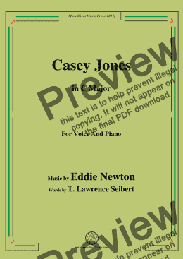 page one of Eddie Newton-Casey Jones,in C Major,for Voice and Piano