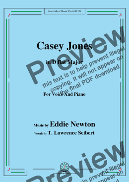 page one of Eddie Newton-Casey Jones,in D flat Major,for Voice and Piano