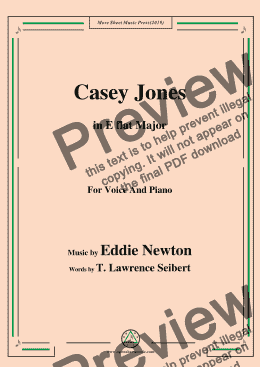 page one of Eddie Newton-Casey Jones,in E flat Major,for Voice and Piano