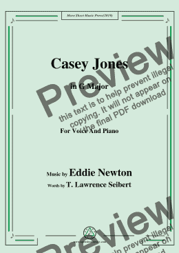 page one of Eddie Newton-Casey Jones,in G Major,for Voice and Piano