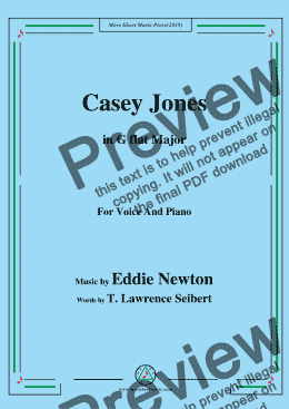 page one of Eddie Newton-Casey Jones,in G flat Major,for Voice and Piano