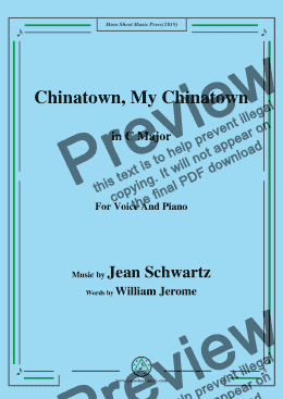 page one of Jean Schwartz-Chinatown,My Chinatown,in C Major,for Voice and Piano