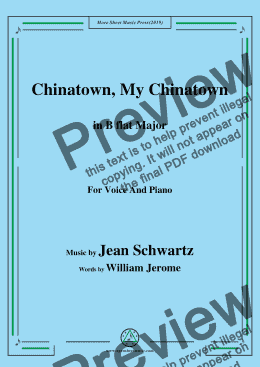 page one of Jean Schwartz-Chinatown,My Chinatown,in B flat Major,for Voice and Piano