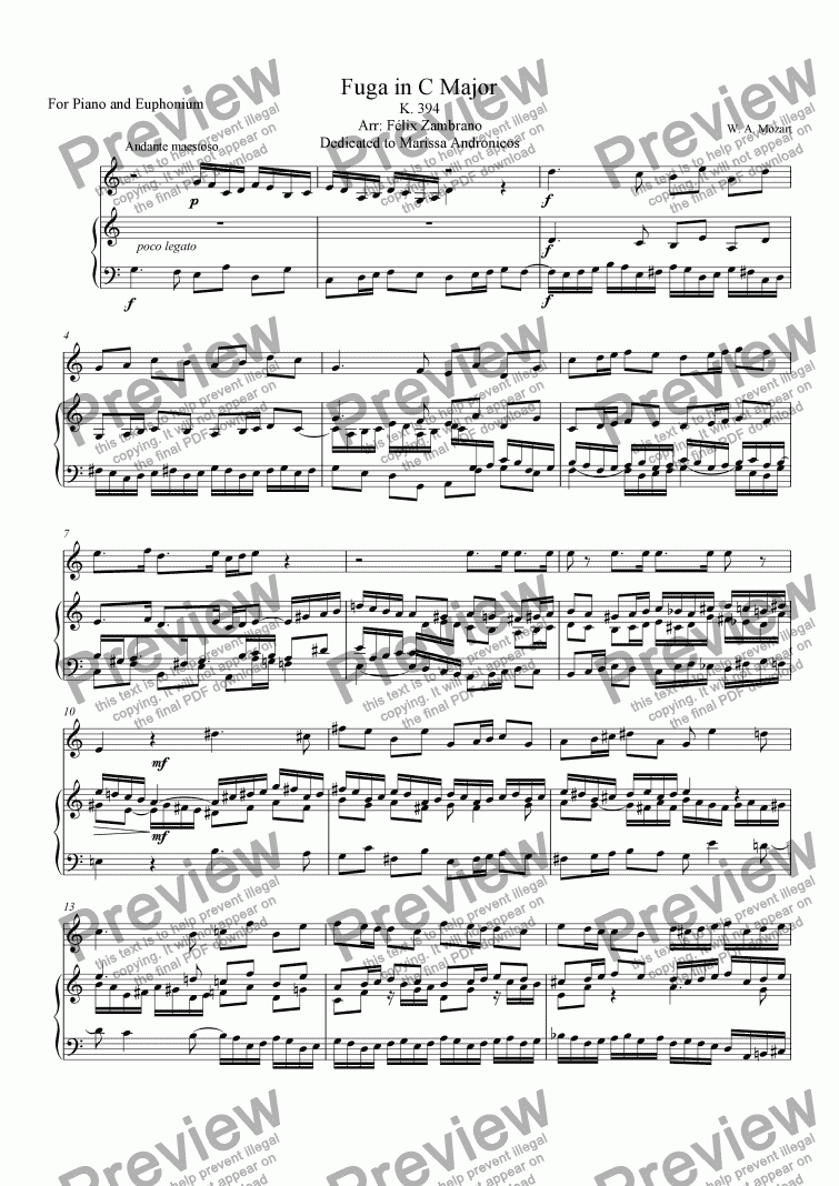 page one of Fugue In C Major