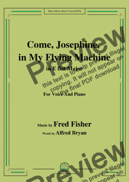 page one of Fred Fisher-Come,Josephine,in My Flying Machine,in E flat Major,for Voice&Piano