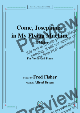 page one of Fred Fisher-Come,Josephine,in My Flying Machine,in E Major,for Voice&Piano