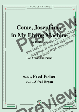 page one of Fred Fisher-Come,Josephine,in My Flying Machine,in B Major,for Voice&Piano