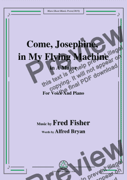 page one of Fred Fisher-Come,Josephine,in My Flying Machine,in A Major,for Voice&Piano