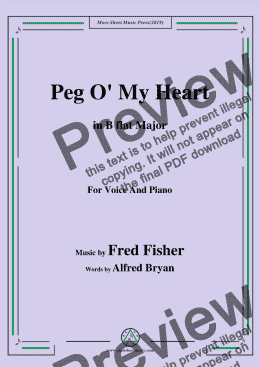 page one of Fred Fisher-Peg O' My Heart,in B flat Major,for Voice and Piano