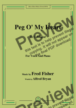 page one of Fred Fisher-Peg O' My Heart,in C Major,for Voice and Piano