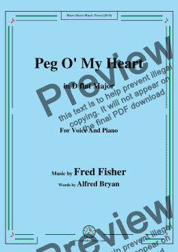 page one of Fred Fisher-Peg O' My Heart,in D flat Major,for Voice and Piano