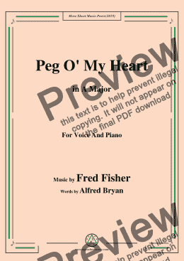 page one of Fred Fisher-Peg O' My Heart,in A Major,for Voice and Piano