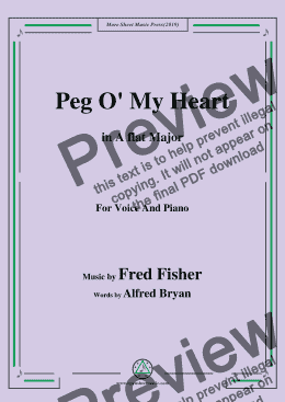 page one of Fred Fisher-Peg O' My Heart,in A flat Major,for Voice and Piano