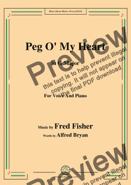 page one of Fred Fisher-Peg O' My Heart,in G Major,for Voice and Piano