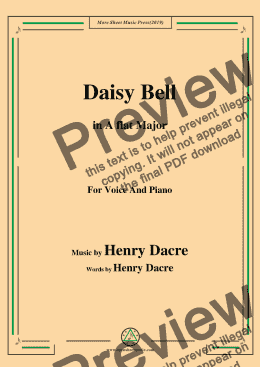 page one of Henry Dacre-Daisy Bell,in A flat Major,for Voice and Piano