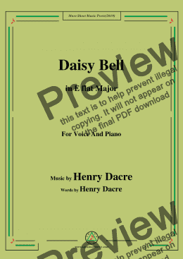 page one of Henry Dacre-Daisy Bell,in E flat Major,for Voice and Piano