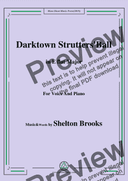 page one of Shelton Brooks-Darktown Strutters'Ball,in E flat Major,for Voice and Piano