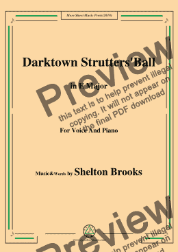 page one of Shelton Brooks-Darktown Strutters'Ball,in E Major,for Voice and Piano