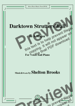 page one of Shelton Brooks-Darktown Strutters'Ball,in A Major,for Voice and Piano