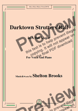 page one of Shelton Brooks-Darktown Strutters'Ball,in A flat Major,for Voice and Piano