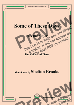 page one of Shelton Brooks-Some of These Days,in A flat Major,for Voice and Piano