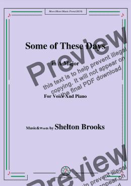 page one of Shelton Brooks-Some of These Days,in A Major,for Voice and Piano