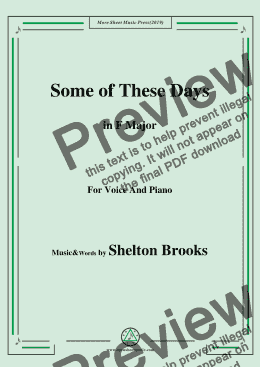 page one of Shelton Brooks-Some of These Days,in F Major,for Voice and Piano