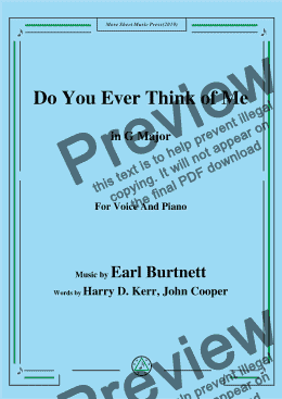 page one of Earl Burtnett-Do You Ever Think of Me,in G Major,for Voice and Piano