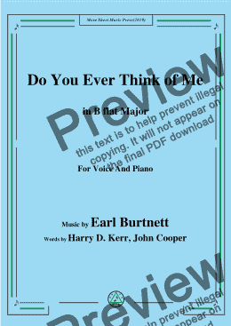 page one of Earl Burtnett-Do You Ever Think of Me,in B flat Major,for Voice and Piano