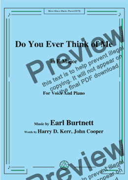page one of Earl Burtnett-Do You Ever Think of Me,in E Major,for Voice and Piano