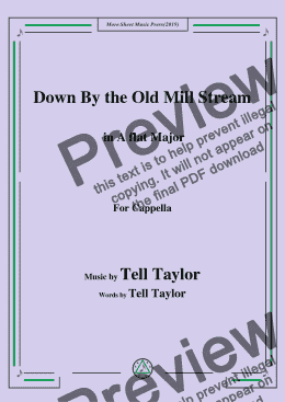 page one of Tell Taylor-Down By the Old Mill Stream,in A flat Major,for Cappella