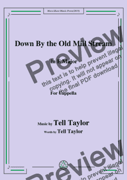 page one of Tell Taylor-Down By the Old Mill Stream,in E Major,for Cappella