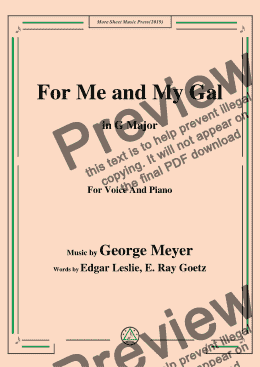 page one of George Meyer-For Me and My Gal,in G Major,for Voice and Piano